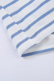 Sky Blue Lace Trim Stripe Top