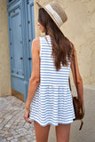 Sky Blue Lace Trim Stripe Top