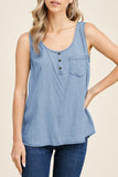 Sky Blue Light Denim Long Tank Top