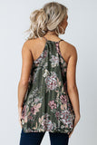 Green Love Me Long Racerback Floral Tank Top