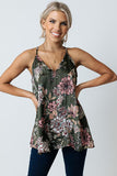 Green Love Me Long Racerback Floral Tank Top