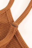 Brown Waffle knit Crop Top