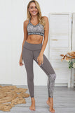 Grey Love Crisscross Leopard Print Yoga Set - Mystique-Online