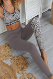 Grey Love Crisscross Leopard Print Yoga Set - Mystique-Online