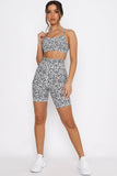 White High Waisted Short Leggings and Bra in Wild Leopard Print - Mystique-Online