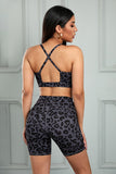 Charcoal High Waisted Short Leggings and Bra in Wild Leopard Print - Mystique-Online