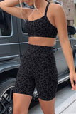 Charcoal High Waisted Short Leggings and Bra in Wild Leopard Print - Mystique-Online