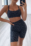 Charcoal High Waisted Short Leggings and Bra in Wild Leopard Print - Mystique-Online