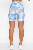 Sky Blue High Waisted Short Leggings and Bra in Tie Dye Print - Mystique-Online