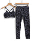 Charcoal Leopard Print Crossover back Activewear - Mystique-Online