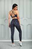 Charcoal Leopard Print Crossover back Activewear - Mystique-Online