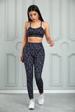 Charcoal Leopard Print Crossover back Activewear - Mystique-Online