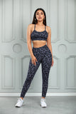 Charcoal Leopard Print Crossover back Activewear - Mystique-Online