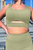 Green High Waist Peek-a-boo Two Piece Active wear