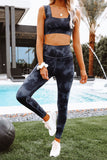 Black Tie Dye Yoga Bra and Leggings Activewear - Mystique-Online