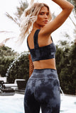 Black Tie Dye Yoga Bra and Leggings Activewear - Mystique-Online