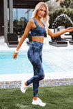 Blue Tie Dye Yoga Bra and Leggings Activewear - Mystique-Online