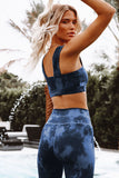 Blue Tie Dye Yoga Bra and Leggings Activewear - Mystique-Online