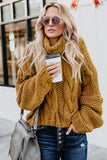 Yellow/Gold Cable Knit Turtleneck Sweater - Mystique-Online