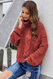 Red Cable Knit Turtleneck Sweater - Mystique-Online