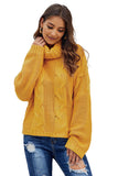 Light Yellow Cable Knit Turtleneck Sweater - Mystique-Online