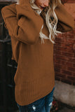 Brown Sassy Hollow-out Back Sweater - Mystique-Online