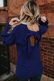 Blue Sassy Hollow-out Back Sweater - Mystique-Online