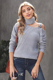 Grey Strapped Turtleneck Sweater - Mystique-Online