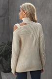 Beige Strapped Turtleneck Sweater - Mystique-Online