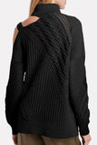 Black Strapped Turtleneck Sweater - Mystique-Online