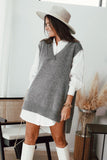 Knit Sweater Vest Top in Grey - Mystique-Online