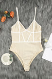 Nude Ribbed Spaghetti Strap Bodysuit