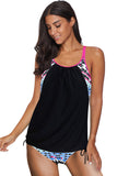 Black Lined Drawstring Tankini - Mystique-Online