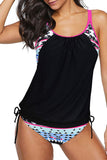 Black Lined Drawstring Tankini - Mystique-Online