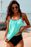 Sky Blue Drawstring Lined Tankini - Mystique-Online