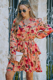 Pink Floral Long Sleeve Mini Dress