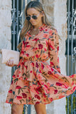 Pink Floral Long Sleeve Mini Dress