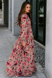 Pink Floral Ruffled Maxi Dress - Mystique-Online