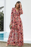 Pink Floral Ruffled Maxi Dress - Mystique-Online