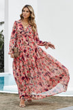 Pink Floral Ruffled Maxi Dress - Mystique-Online