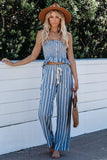 Blue Striped Tube Top Pants Set - Mystique-Online