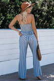 Blue Striped Tube Top Pants Set - Mystique-Online