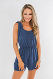 Sweetie Tie Sleeves Romper Blue - Mystique-Online