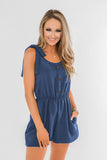 Sweetie Tie Sleeves Romper Blue - Mystique-Online