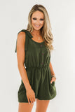 Sweetie Tie Sleeves Romper Green - Mystique-Online