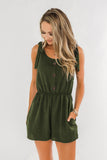 Sweetie Tie Sleeves Romper Green - Mystique-Online