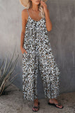 Leopard Print Casual Wide Leg Jumpsuit - Mystique-Online