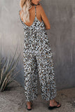 Leopard Print Casual Wide Leg Jumpsuit - Mystique-Online