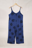 Blue Palm Print Casual Wide Leg Jumpsuit - Mystique-Online