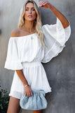 White Elegant Short Ruffled Off Shoulder Romper